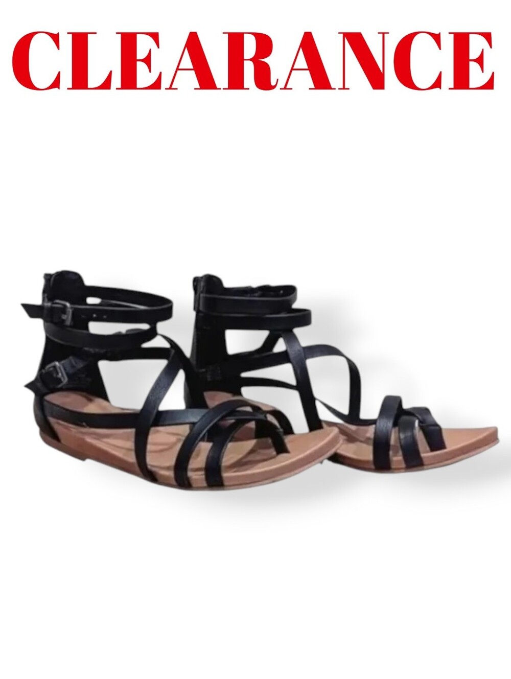 Style & Co. Women's Chelseaa Thong Ankle Strap Wedge Sandals Black Size 8M